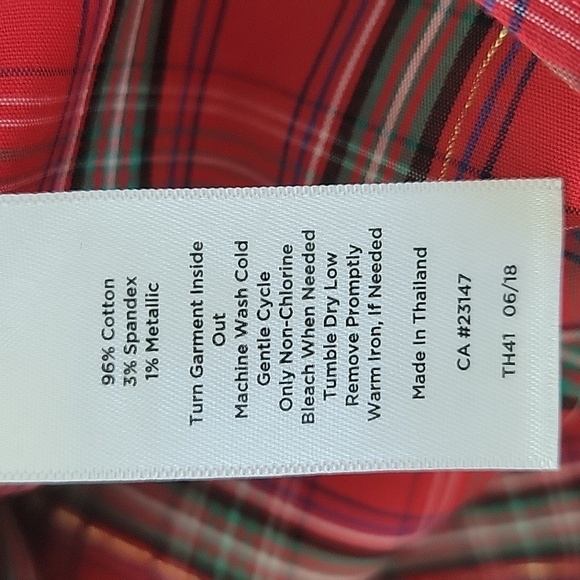 Talbots Red Holiday Plaid Long Sleeve Button Down Shirt Size 6P PETITE - Picture 7 of 7